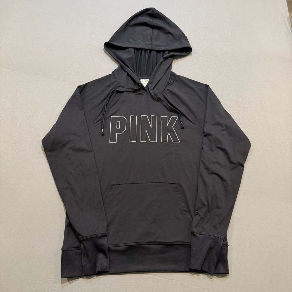 PINK Victoria's Secret Active Black Pullover Hoodie with Thumbholes Size S
